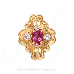 GS488 PT/D - 14 Karat Gold Slide with Pink Tourmaline center and Diamond accents 